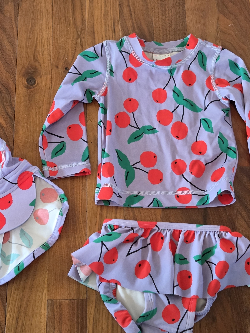 Hanna Andersson Purple Cherry Print Rash Guard Set